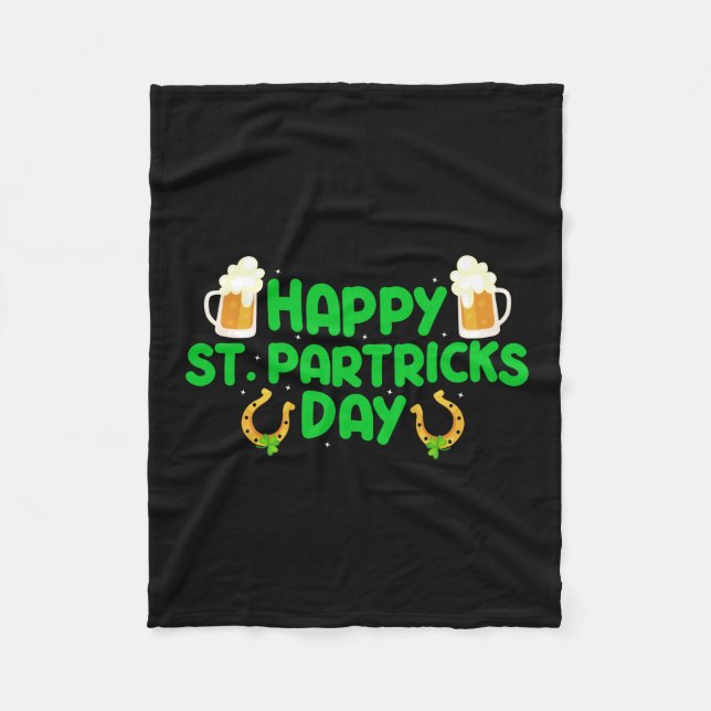 Irish Happy St Patricks Day Fleece Blanket (Front)