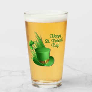 Irish Happy St Patrick's Day Hat Glass