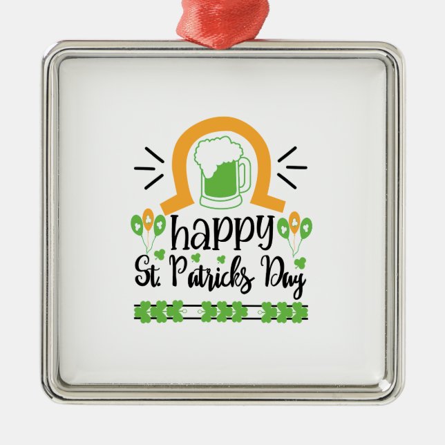Irish Happy St Patricks Day Metal Tree Decoration (Front)
