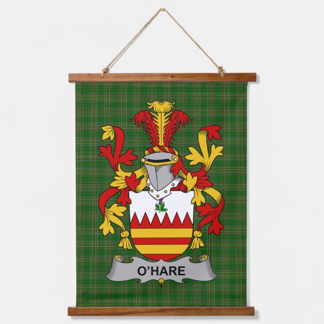 Irish Hare or O_Hare Coat of Arms Family Crest Hanging Tapestry (Front)