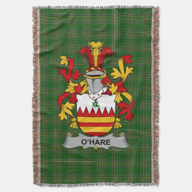  Irish Hare or O_Hare Coat of Arms Family Crest Ir Throw Blanket (Front Vertical)