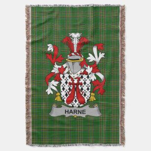  Irish Harne Coat of Arms Family Crest Ireland Throw Blanket