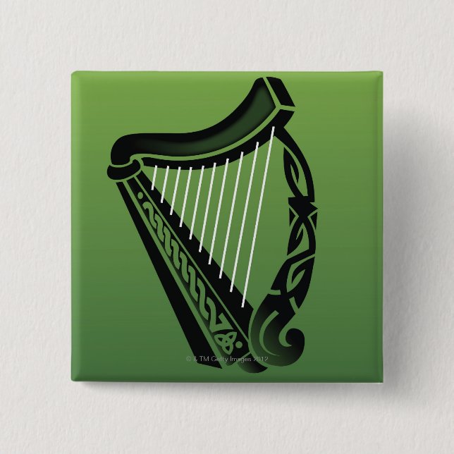 Irish harp 15 cm square badge (Front)