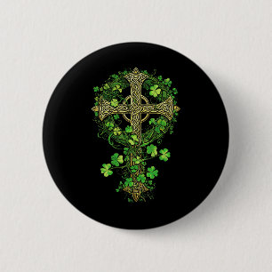 Irish Harp Celtic Cross Knot Clover St Shamrock 6 Cm Round Badge
