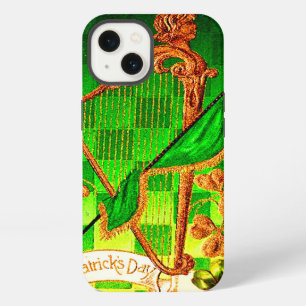 IRISH HARP, GREEN GOLD SHAMROCKS St Patrick's Day iPhone 13 Case