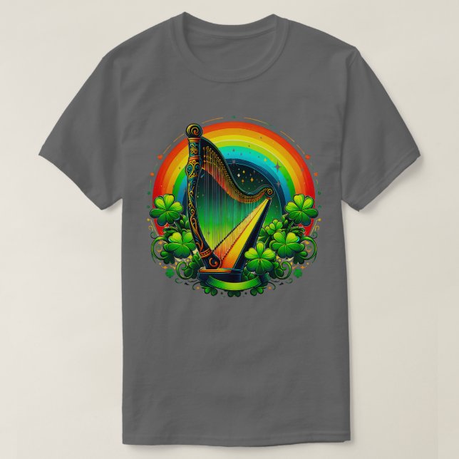 Irish Harp Heraldry celebrating St Patricks T-Shirt (Design Front)