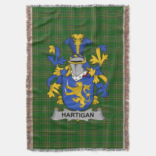  Irish Hartigan or O_Hartagan Coat of Arms Family  Throw Blanket