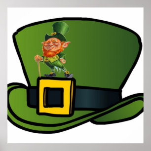 IRISH HAT AND LEPRECHAUN poster