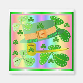 Irish Hat and Shamrocks Magnet