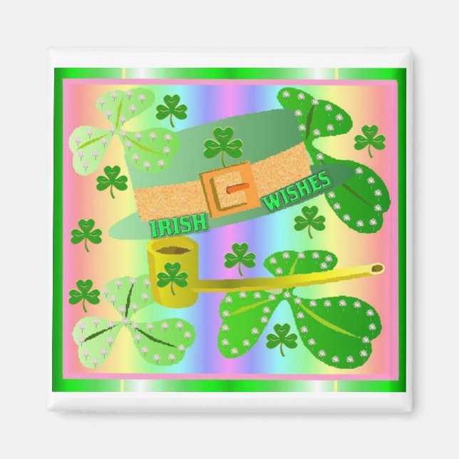 Irish Hat and Shamrocks Magnet (Front)
