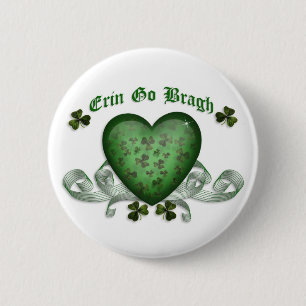 Irish heart Erin Go Bragh green heart 6 Cm Round Badge