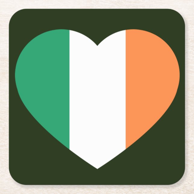 Irish Heartflag coastercnt Square Paper Coaster (Front)