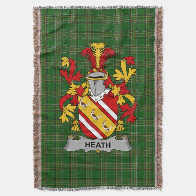  Irish Heath Coat of Arms Family Crest Ireland Throw Blanket (Front Vertical)