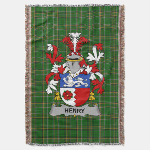  Irish Henry or O_Henry Coat of Arms Family Crest  Throw Blanket