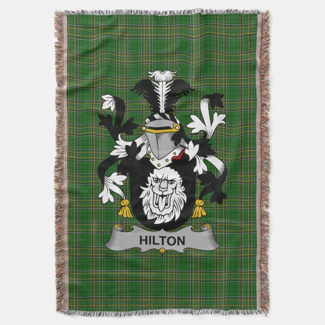  Irish Hilton Coat of Arms Family Crest Ireland Throw Blanket (Front Vertical)