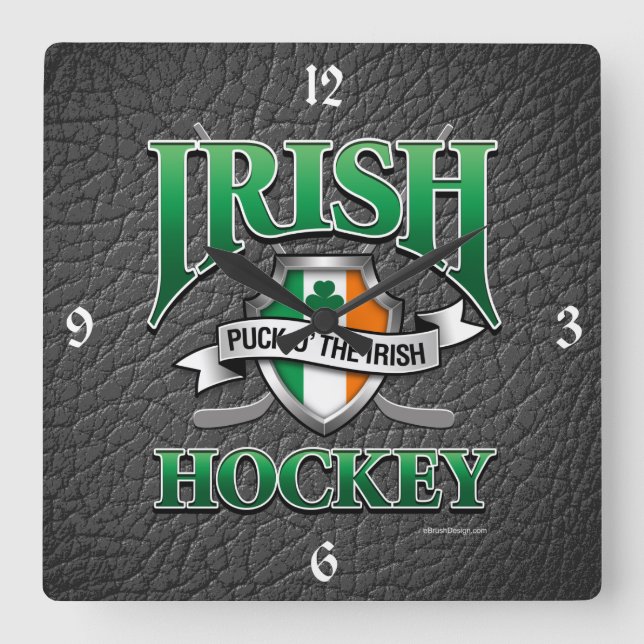 Irish Hockey Square Wall Clock (Front)