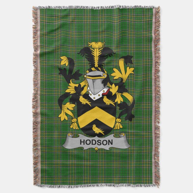  Irish Hodson Coat of Arms Family Crest Ireland Throw Blanket (Front Vertical)