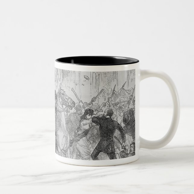 Irish Home Rule Riots in Glasgow, c.1880s Two-Tone Coffee Mug (Right)