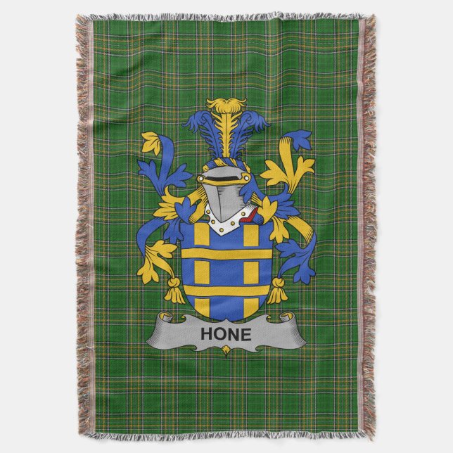  Irish Hone or O_Hone Coat of Arms Family Crest Ir Throw Blanket (Front Vertical)