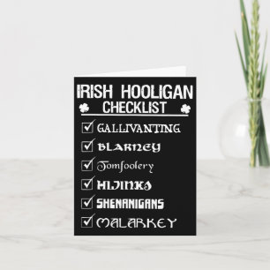 Irish Hooligan Checklist Shenanigan Malarkey St Pa Card