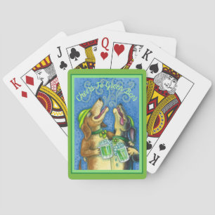 IRISH HOUND DOGS, ST. PATRICK'S DAY GREEN BEER PLAYING CARDS