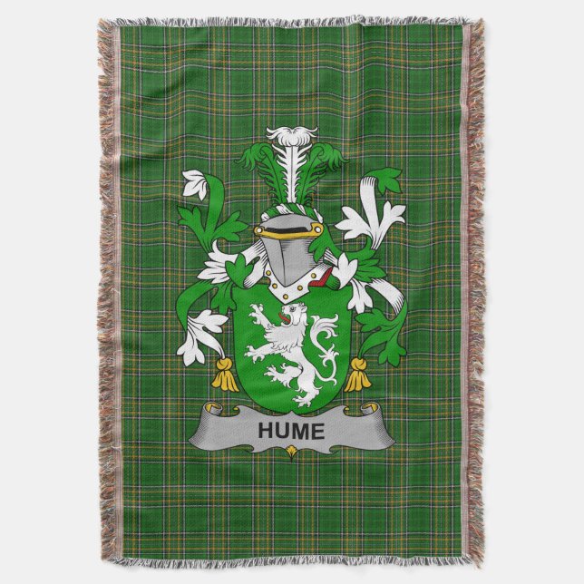  Irish Hume Coat of Arms Family Crest Ireland Throw Blanket (Front Vertical)