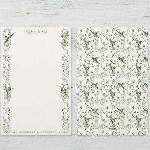 Irish Hummingbird Clover Vine Personal Stationery