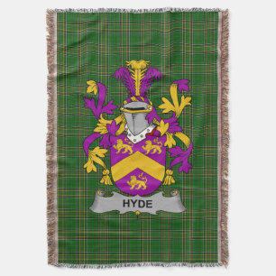 Irish Hyde Coat of Arms Family Crest Ireland Throw Blanket