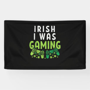 Irish I Was Gaming Funny St Patricks Day Gamer Boy Banner