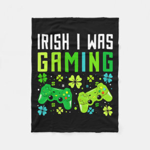 Irish I Was Gaming Funny St Patricks Day Gamer Boy Fleece Blanket