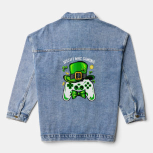 Irish I Was Gaming Funny St Patrick's Day Video Ga Denim Jacket
