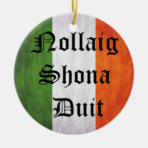 Irish, Ireland, Christmas, Irish Flag Ceramic Tree Decoration