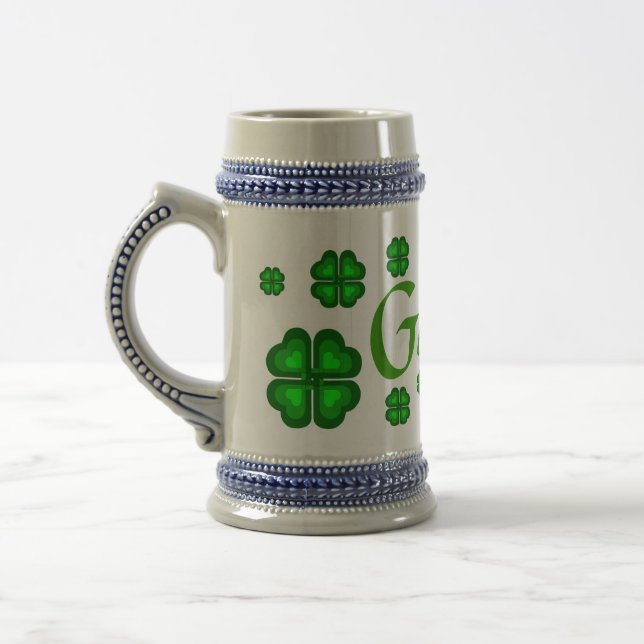 Irish, Ireland shamrock, clover Beer Stein (Left)