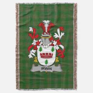 Irish Irwin Coat of Arms Family Crest Ireland Throw Blanket
