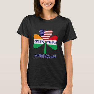 Irish Italian American Flag And Celtic Shamrock Pr T-Shirt