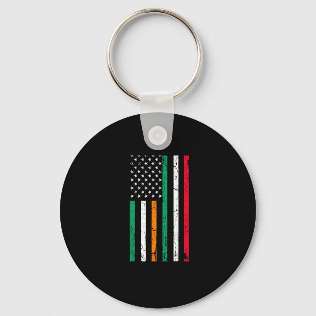 Irish Italian American Flag Ireland Italy ST PATRI Key Ring (Front)