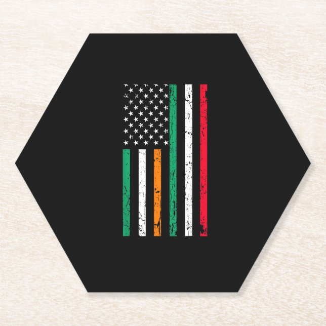 Irish Italian American Flag Ireland Italy ST PATRI Paper Coaster (Front)