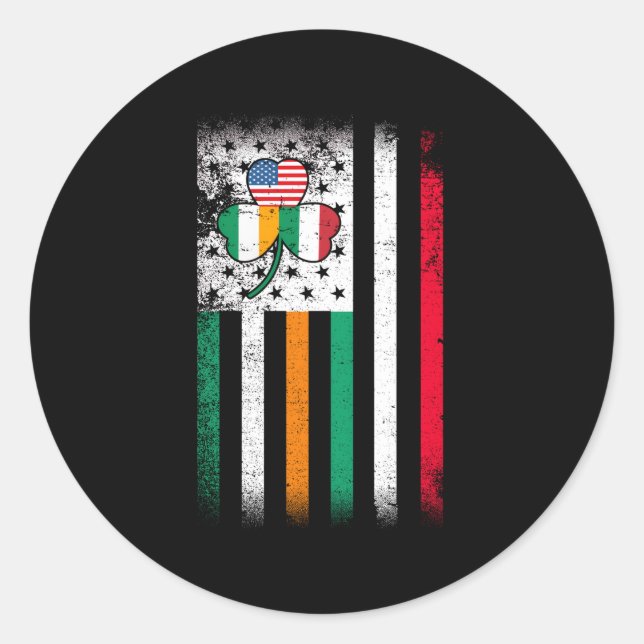 Irish Italian American Flag Ireland Italy Usa Prid Classic Round Sticker (Front)
