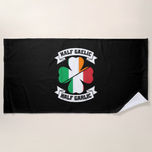 Irish Italian Half Gaelic Half Garlic Saint Patric Beach Towel