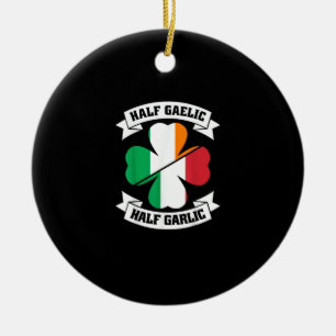 Irish Italian Half Gaelic Half Garlic Saint Patric Ceramic Tree Decoration