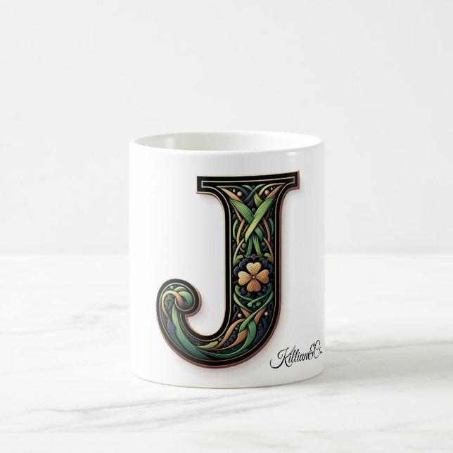Irish J Monogram Coffee Mug (Center)