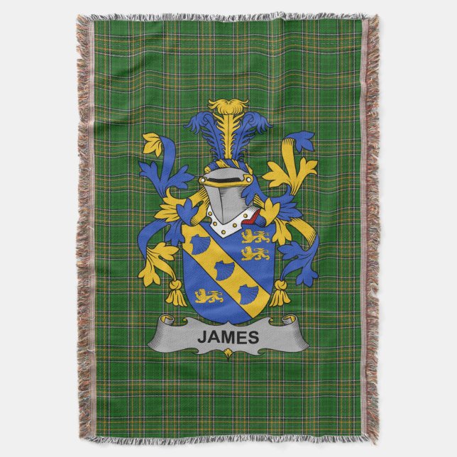  Irish James Coat of Arms Family Crest Ireland Throw Blanket (Front Vertical)