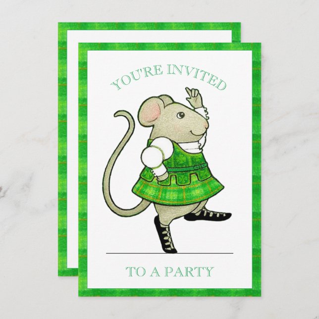 IRISH JIG MOUSE 4.5x6.25 Party Invitation  (Front/Back)