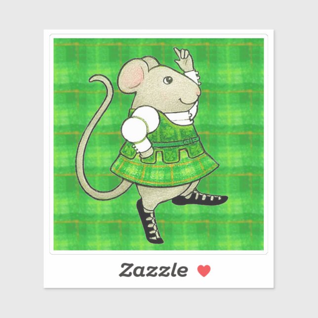 IRISH JIG MOUSE 4"x4" Vinyl Sticker (Sheet)