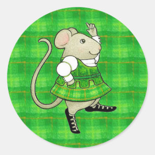 IRISH JIG MOUSE Large Round Stickers