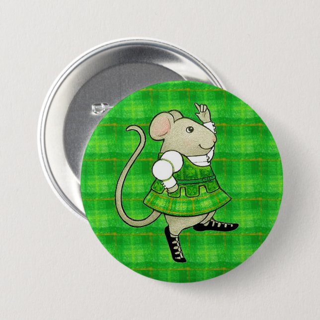 IRISH JIG MOUSE Round Pin Button (Front & Back)