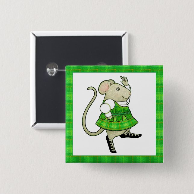 IRISH JIG MOUSE Square Pin Button II (Front & Back)
