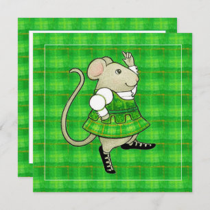 IRISH JIG MOUSE St. Patricks Day Square Flat Card