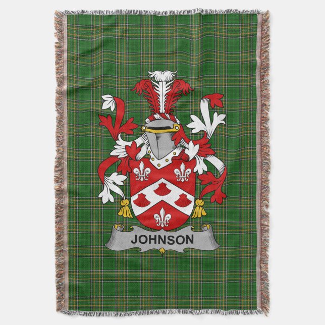  Irish Johnson Coat of Arms Family Crest Ireland Throw Blanket (Front Vertical)