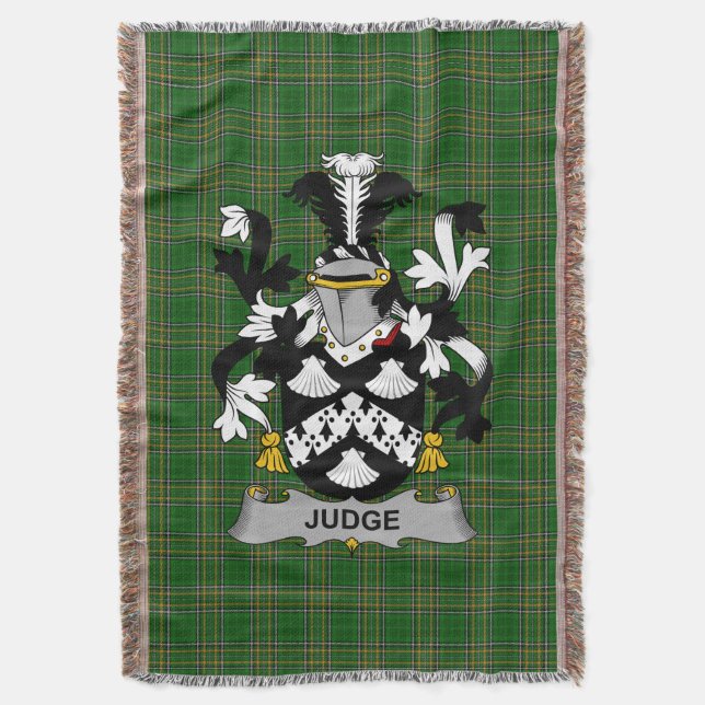  Irish Judge Coat of Arms Family Crest Ireland Throw Blanket (Front Vertical)